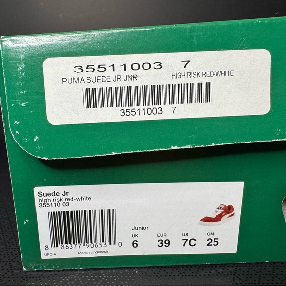 Puma Suede Jr. size 7y “high risk red”  LOOKS NEW - Picture 14 of 15